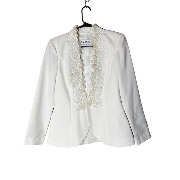 Vintage Cachet White Beaded Blazer Size 8‎ - Picture 1 of 13